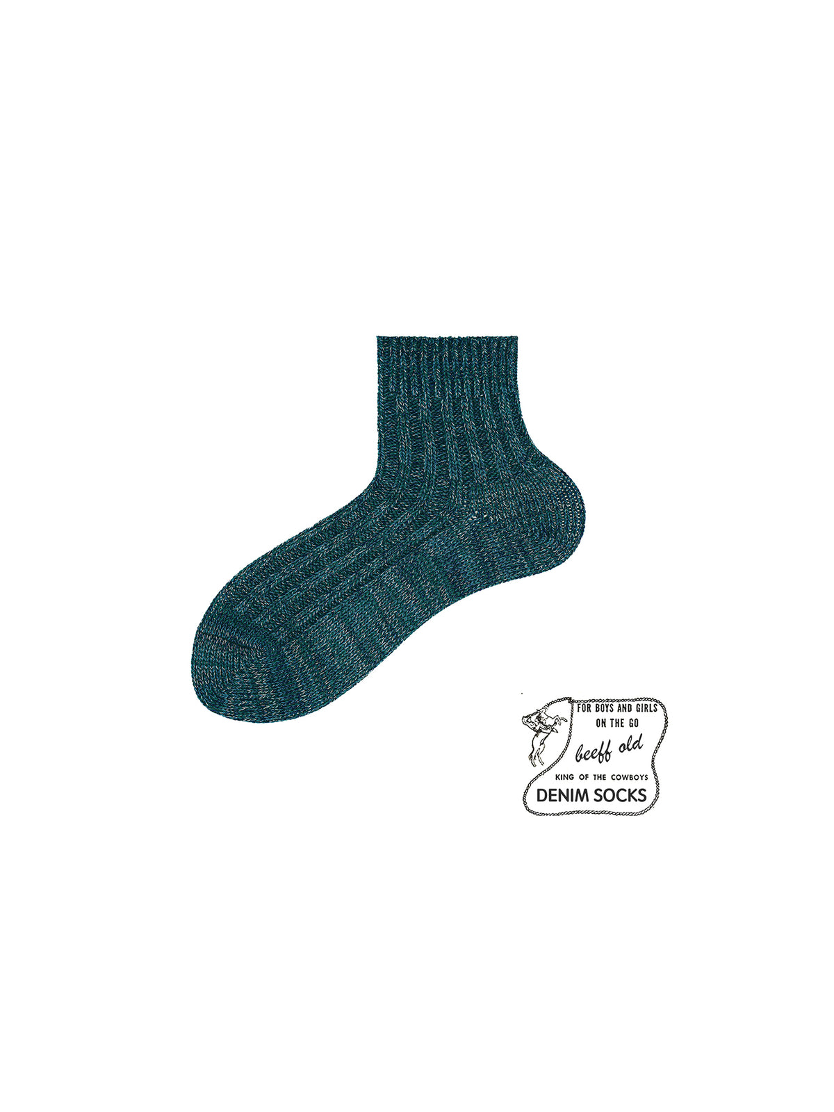 Faded denim 60-gauge chunky knit ankle socks